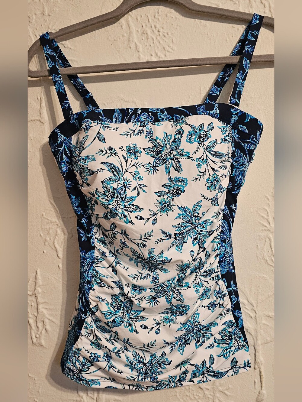 Lands' End Tankini Top Blue And White Women's NWT Size 4
